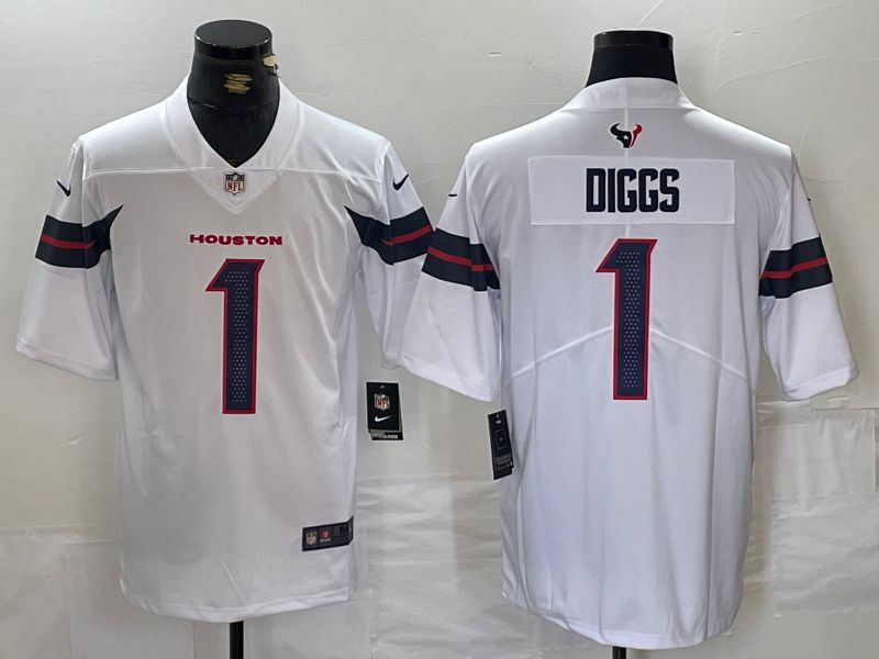 Men Houston Texans 1 Diggs White Second generations 2025 Nike Limited NFL Jersey style 1